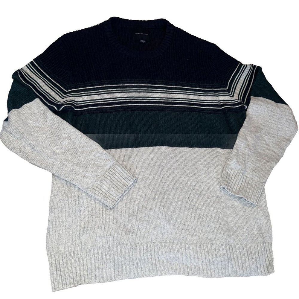 SALE DAY!!  American Eagle Pullover Knit Sweater Blue/Green/Gray - Men’s XL